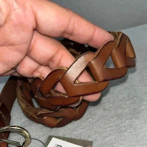 Chicos Trisha Geometric Full grain Leather Belt. Gold hardware, New with Tags - Picture 7 of 10